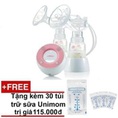 Máy hút sữa điện đôi không BPA Unimom Minuet có pin sạc kèm Adapter Tặng 30 túi trữ sữa unimom