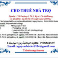 Cho thuê nhà trọ