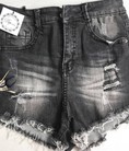 Quần short jean đen họa tiết