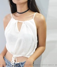 Áo hai dây croptop cổ yếm