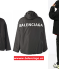 Áo khoác nam Balenciaga Black Large Logo Jacket hàng hiệu