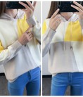 Áo len Hoodie phối màu bo lai