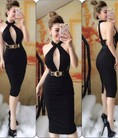 Đầm body hở ngực phối lưới sexy