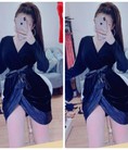 Đầm body tay dài đắp chéo hở ngực sexy