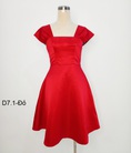 Đầm xòe thời trang tiểu thư xếp ly vai màu đỏ D7.1 Đỏ