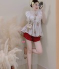 Set babydoll thêu phối quần sooc đỏ . Mặc lên chông rất điệu đà nha các chị em