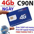 Sim 4G 10 số Mobifone c90n data cực khủng tặng 120gb/tháng miễn phí 4300 phút gọi/tháng.