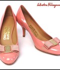Hình ảnh: Giày nơ salvatore ferragamo cao 7cm màu hồng