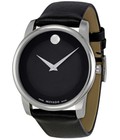 Hình ảnh: Movado Men s 0606502 Museum Stainless Steel Watch with Black Leather Band