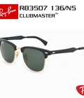 Hình ảnh: Mắt kính nam/nữ Ray Ban Clubmaster Aluminum Brushed Black /Green Polarized RB 3507 136/N5 49mm