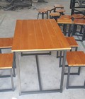 Hình ảnh: Bàn ghế gỗ khung sắt, bàn ghế gỗ chân sắt, bàn ghế gỗ thông chân sắt MN86
