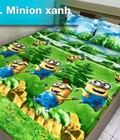 Hình ảnh: Bộ chăn ga gối trần bông Minion xanh 560,000 đ