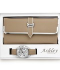 Hình ảnh: Bộ đồng hồ nữ và bóp Ashley Matching Watch Wallet Coffee