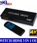 Hình ảnh: Bộ gộp hdmi 3 in 1 out hỗ trợ 4k x 2k chính hãng EKL-31HN