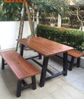 Hình ảnh: Bàn ghế sân vườn chân sắt mặt gỗ teak Nam Mỹ 