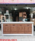 Hình ảnh: Tủ sideboard gỗ Tràm cào xước 4 cánh 4 ngăn màu trắng