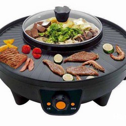 Bếp lẩu nướng điện 2 trong 1 BBQ,nồi lẩu nướng điện đa năng hình tròn tiện dụng cho mọi gia đình