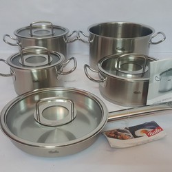 Bộ nồi inox 18/10 Fissler Profi Collection 4 nồi 1 chảo 4 vung kính Made In Germany