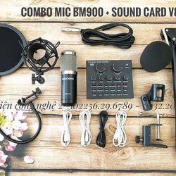 Combo mic BM900 và Soundcard v8