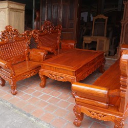 Bộ bàn ghế phòng khách kiểu hoàng gia gỗ hư.ơng đá