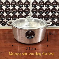 Xoong gang nồi gang doa bóng nấu cơm số 8 21 cm chính hãng Ngân Thọ