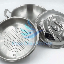 [Xuất khẩu Hàn] Bộ chảo xửng hấp inox 304 3 lớp Edelkochen Plus Ø 28cm_WIQ28-ED3SET