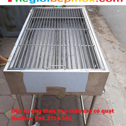 Bếp nướng thịt hải sản rau củ quả bằng inox chân cao có quạt thổi than