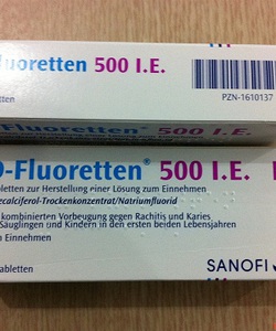 Vitamin D Fluoretten 500 I.E xách tay từ Đức date 2016 nhe, hàng mới về
