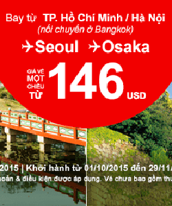 Vé máy bay đi Osaka, Seoul giá rẻ