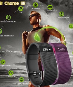 Đồng hồ đo nhịp tim Fitbit Charge HR Wireless Activity Wristband, Black, Large