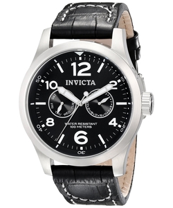 Invicta II Men s 0764 Stainless Steel Watch with Black Leather Band