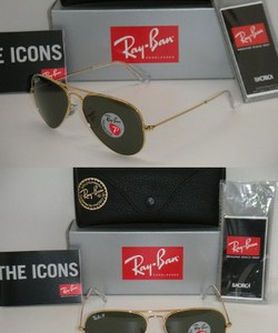 Rayban aviator 3025 gold frame natural green hàng chính hãng