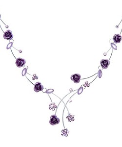Bộ nữ trang Glamorousky Elegant Rose Necklace with Purple Austrian Element