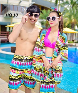 SET đồ đôi đi biển gồm : 1 ao choàng nữ, 1 bộ bikini,1 quần đùi nữ và 1 quần đùi Nam.