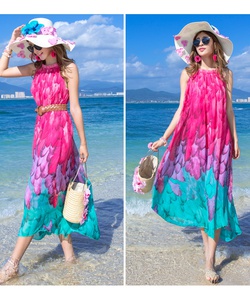 Kelly Store Maxi cổ yếm feather DV2574