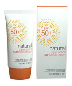 Kem chống nắng The Face shop Natural Triple Action Sunblock Cream SPF50
