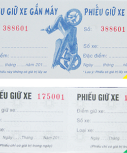 Phiếu giữ xe có sẵn