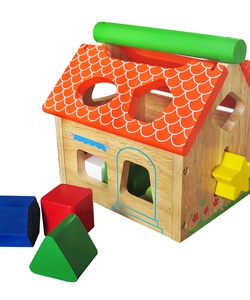 Nhà thả khối hình bằng gỗ nhiều màu sắc