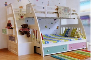 giường 2 tầng cao cấp gỗ sồi cho bé gái