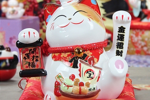 Mèo thần tài, mèo may mắn Maneki Neko  vẫy tay size 20cm