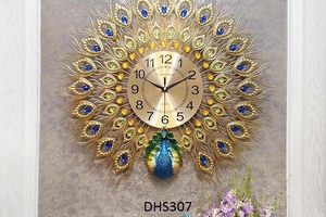 Đồng hồ trang trí chim Công xòe DHS307