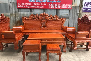 Bộ bàn ghế giả cổ hoàng gia đoản dài 2M40 ( gỗ hương đá ) 