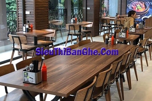 Bàn ghế khung sắt mặt gỗ , mặt da cho nhà hàng hay quán Cafe