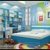  Tủ áo và giường ngủ sinh động tông màu xanh dương 