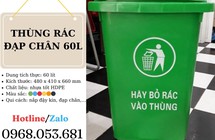 Thùng rác nhựa trong nhà 60L có đạp chân