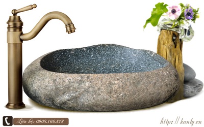 Chậu rửa, lavabo bằng đá cội tự nhiên.