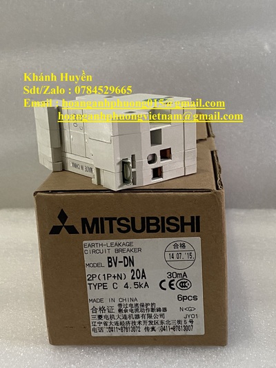 Sẵn cầu dao BV DN 1PN 20A 30mA mitsubishi hàng nhập khẩu chính hãng