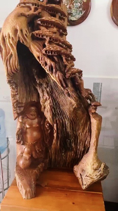 Tượng Phật Di Lặc Hương đá 130x35x60