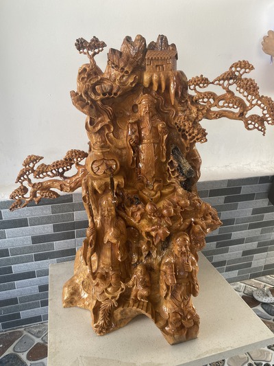 Kẹt tiền cần thanh lý tượng PHÚC LỘC THỌ gỗ Gõ Việt Nam 1 cá