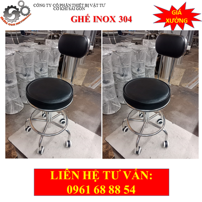 Ghế phòng thí nghiệm inox bọc nệm có bánh xe model CKSG-9104